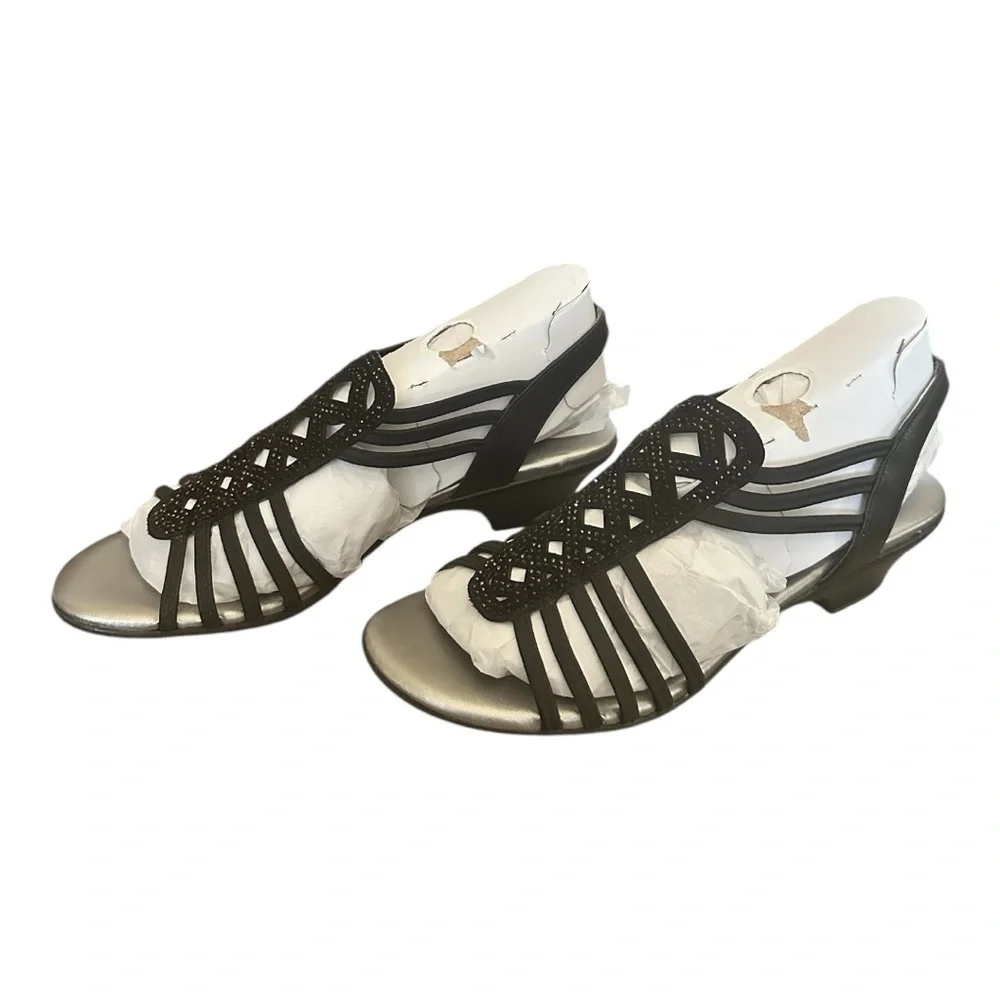 Karen Scott Ellya Embellished Dressy Slingback Sandals - Black - Women Size 7.5